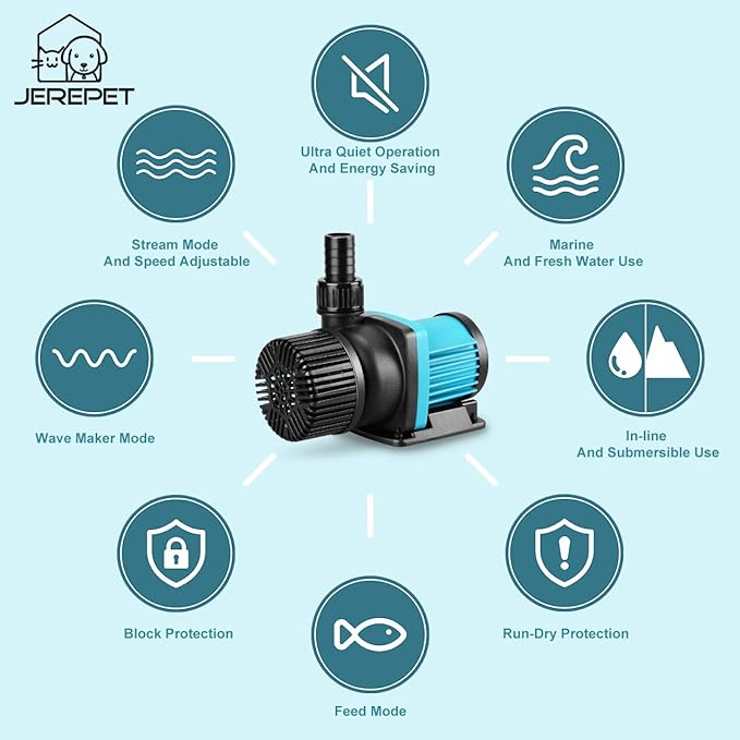 2250GPH Aquarium 24V DC Return Pump with Controller, Submersible and Inline Return Pump for Fish Tank,Aquariums,Fountains,Sump,Hydroponic,Pond,Freshwater and Marine Water Use