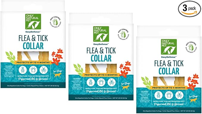 Only Natural Pet EasyDefense Non-Toxic Flea & Tick Collar for Dogs - (3 Pack)
