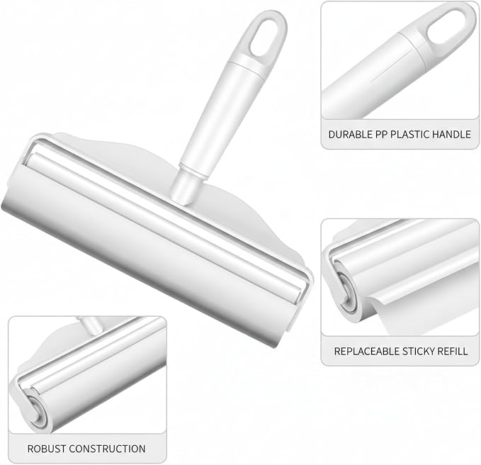 Lint Roller with Replaceable Sticky Refill, PP Plastic Handle for Pet Hair and Lint Removal from Clothing and Furniture