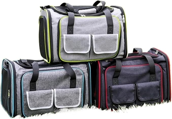 Pet Carrier, Cats and Dogs Pet Bag Chest Breathable Folding Portable Trolley Double Shoulder Handheld Crossbody Outdoor Products(Gray,Large)