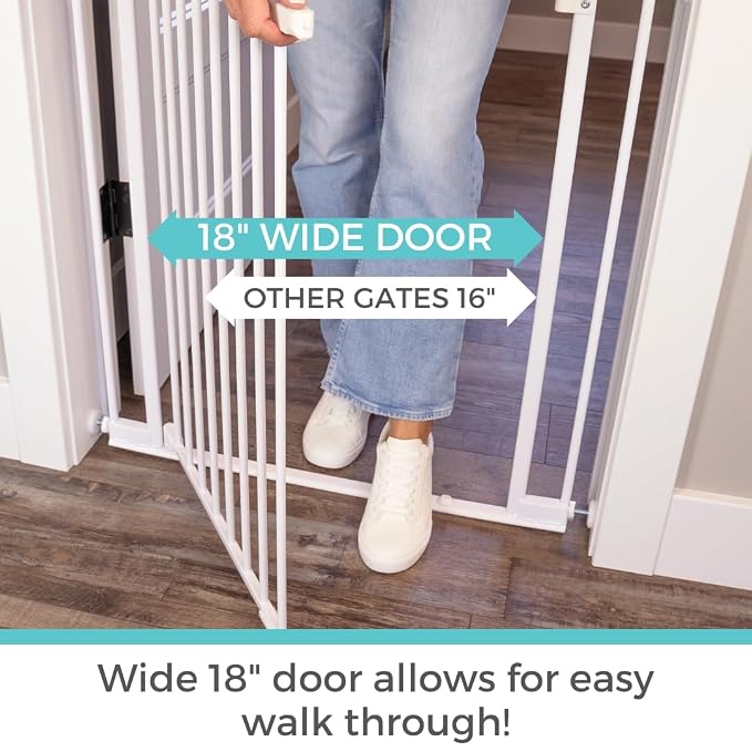 Toddleroo by North States - StepSafe Auto Close Baby Gate: Adjustable Safety Gate for Kids - 29 to 38 Inches Wide - 30 Inches Tall - White