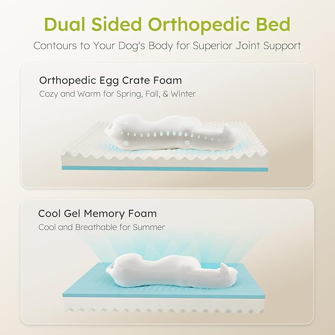 CWAWZ Jumbo Dog Bed for Extra Large Dogs, Orthopedic Dog Bed with Cooling Gel Memory Foam, Waterproof Pet Bed with Removable Washable Cover, 45" Pet Sofa Couch Dutch Velvet with Bone Toy, Dark Gray