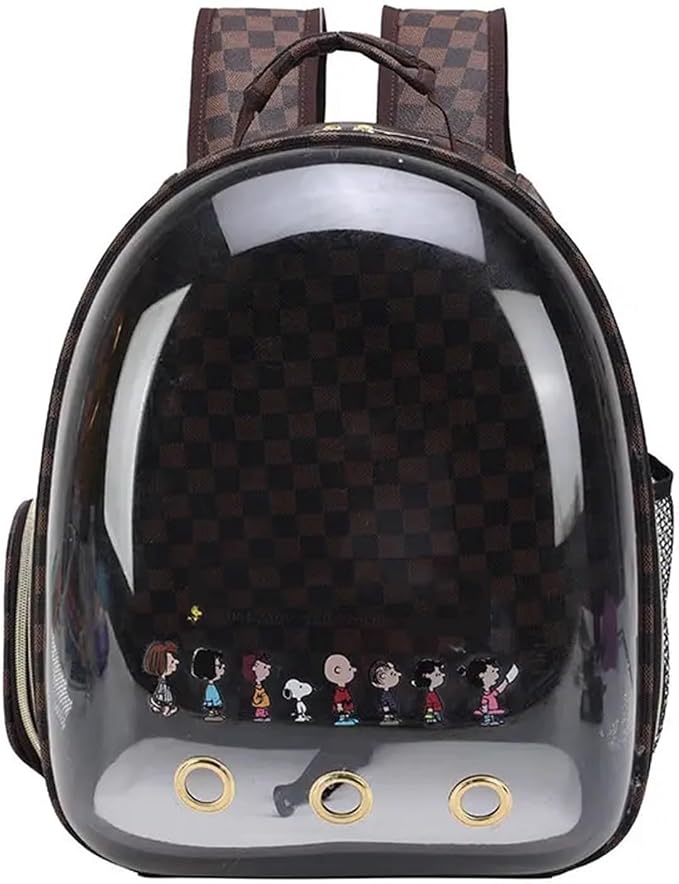 Quality Carrier Bag Cat Portable Pet Carrier Designer Dog Cat Travel Bag Fashion Pet Backpack(Cartoon Coffee Color)
