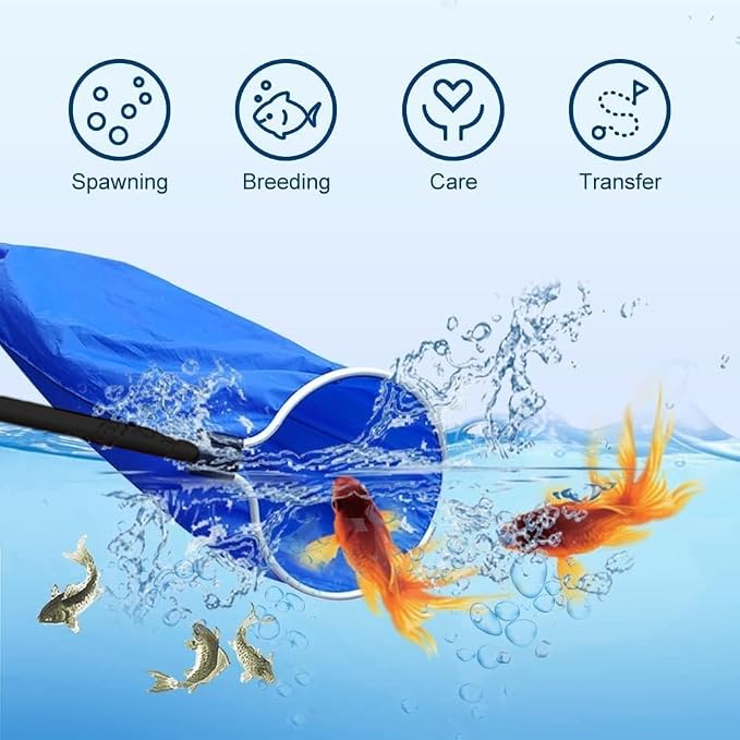 Koi Fish Tank Net, Semi-Permeable Fishing Soft Lightweight Mesh Basket Aquarium Netting Long Handle Large Koi Sock Net for Large Fish Eggs Safety, Isolating, Transfer