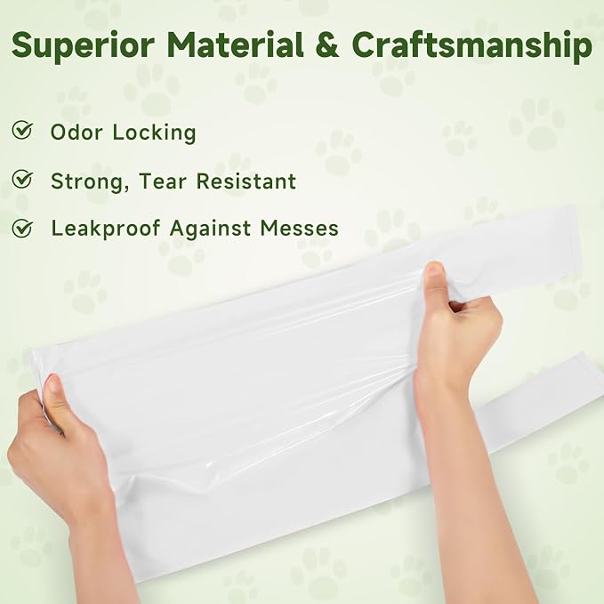 Odor Sealing Dog Poop Bags with Handles – 160 Count – Large Capacity | Heavy Duty Thick Pet Waste Bags - Leak Proof, Odor - Blocking (White)