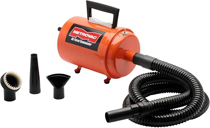 METROVAC - Air Force Commander 2 Speed Model: AFTD-1 - 1.17HP Dog & Cat Hair Blow/Dryer - Air Dryer for Long and Short Hair - Orange