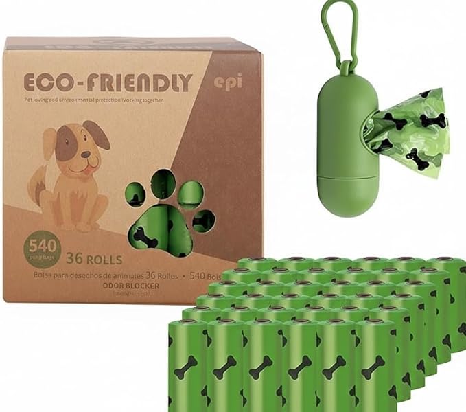 Dog Poop Bags 540 Count (36 Rolls) – Biodegradable, Extra Thick, Leak-Proof Pet Waste Bags | Unscented Doggie Bags | Fits All Dispensers | Eco-Friendly | All Breeds