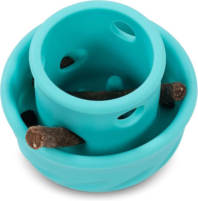 Messy Mutts Totally Pooched Puzzle 'n Play Mushroom | Stuffable Treat Toy for Dogs |Durable TPR | 3.25”” x 2.5” (Small) Dog Toy | Teal