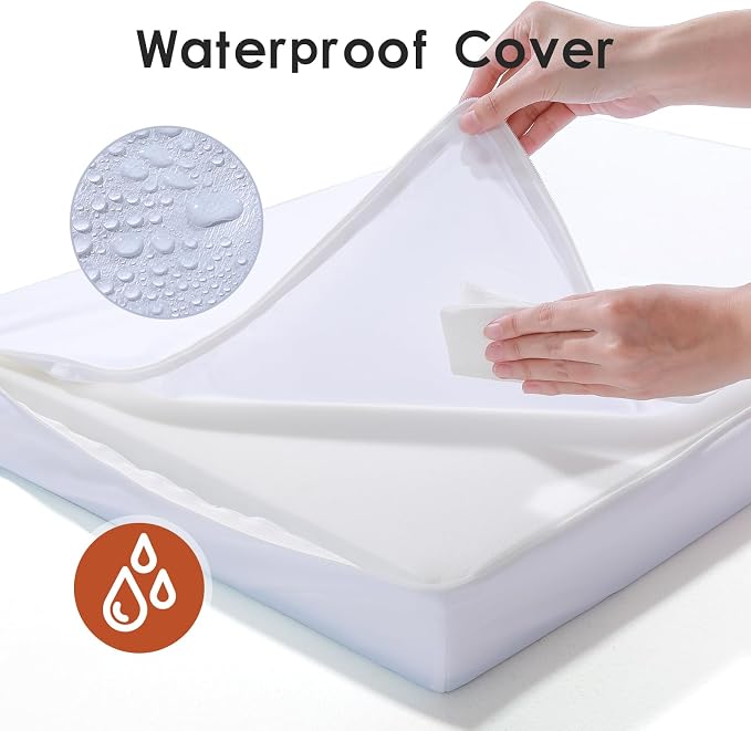 Rainmr Orthopedic Dog Bed for Large Dogs, 44"x32"x6" Memory Foam Pet Bed with Washable Microsuede Cover, TPU Waterproof Liner & Nonskid Bottom, for Indoor, Outdoor, Crate ＆ Car Use, Dark Grey