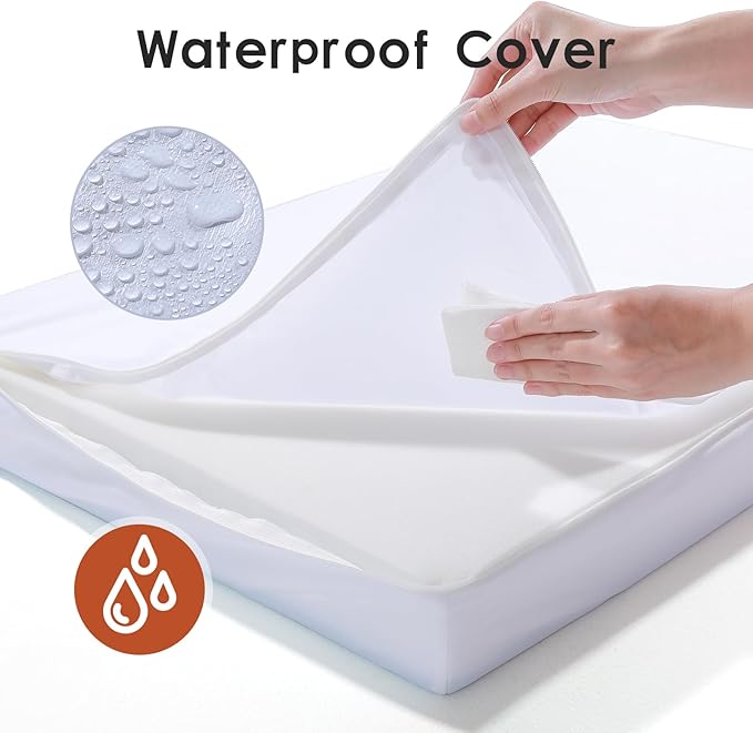 Rainmr Orthopedic Dog Bed Medium Size Dog, Memory Foam Dogs Bed for Medium Dogs, Washable and Removable Microsuede Cover, Waterproof Liner, Non-Skid Bottom, 30x20x6 Inches, Khaki