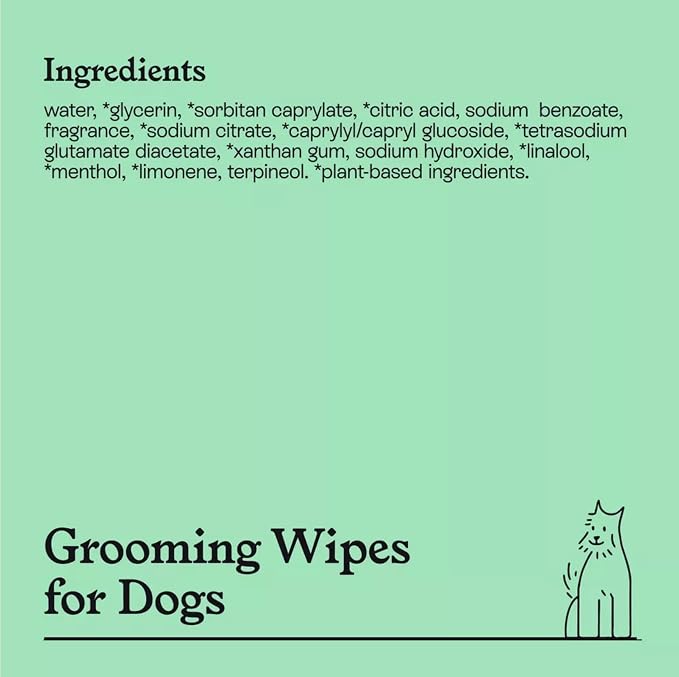 Dog Grooming Wipes – 3 Pack (180 Total), Botanical Mint Scent – Gentle, pH-Balanced Pet Wipes for Paws & Fur – Plant-Based, Alcohol-Free – 7.9" x 7.7" Each
