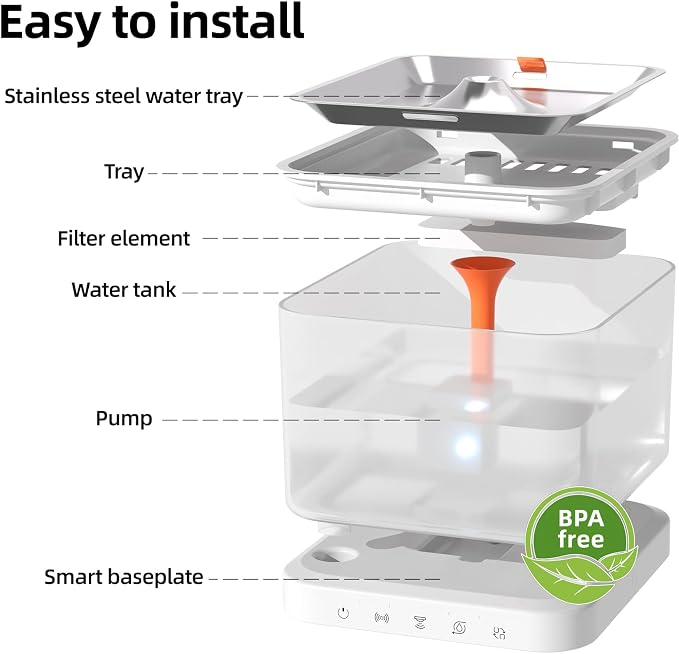 Wireless Cat Water Fountain,3L/101oz Cat Water Fountain for Cats Indoor,4000mAh Battery Operated Pet Water Fountain,Cat Fountain with Stainless Steel Tray,BPA-Free(P08F)