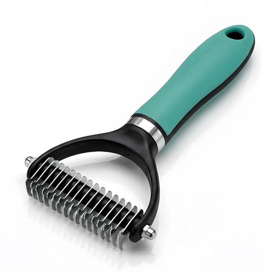 Dog Brush and Cat Deshedding Rake, Pet Grooming Tool for Shedding with Rounded Stainless Steel Teeth, Comfortable Grip for Long or Thick Coats (Orange)