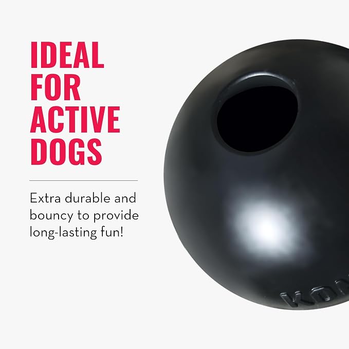 KONG Extreme Ball with Hole - Fetch Toy - Durable Dog Toy for Training, Interactive Playtime & More - Natural Extreme Rubber Ball - Black - for Medium/Large Dogs