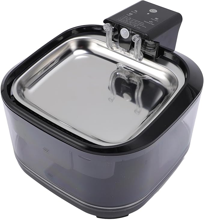 4.5L Stainless Steel Cat Water Fountain, Quiet Battery Operated Pet Water Fountain for Cats and Dogs with Motion Sensor, Ultra Quiet Pump, Multi Filtration with Auto Cycle System