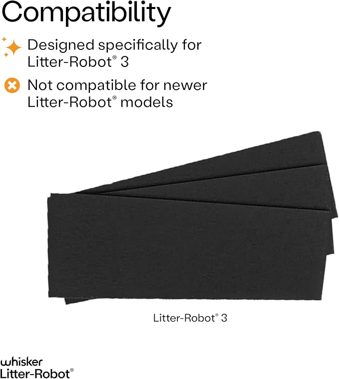 Whisker Litter-Robot 3 Carbon Filters, 6-Pack - Litter Box Filter, Designed for Litter-Robot, Absorbs Odors & Controls Moisture for Cleaner Smelling Home