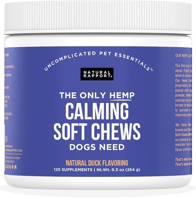 Natural Rapport Dog Calming Treats - The Only Calming Soft Chews that Dogs Need - 120ct Chews that Contain Chamomile to Alleviate Stress