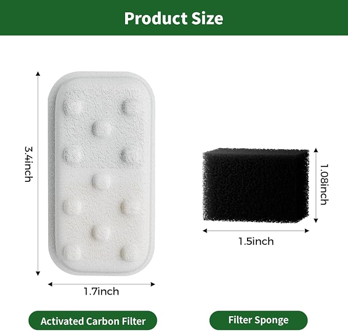 16 Pack Replacement Filters/Sponges (8+8) - Individually Packaged-Applicable to APAUK Cat Water Fountain Stainless Steel (APFSS-3201)