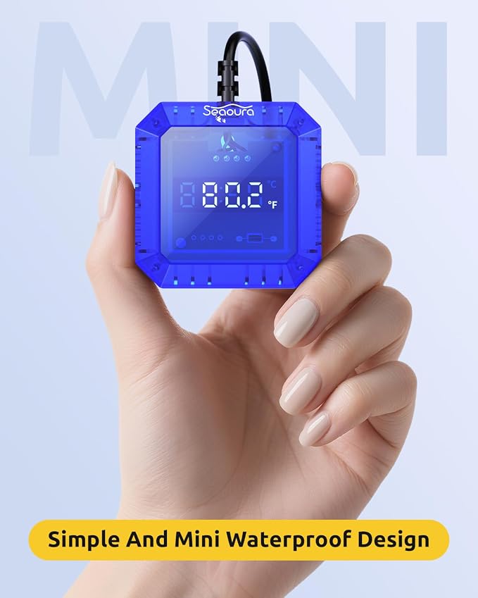 SEAOURA Aquarium Thermometer Submersible & Aquarium Magnetic Cleaner Thermometer