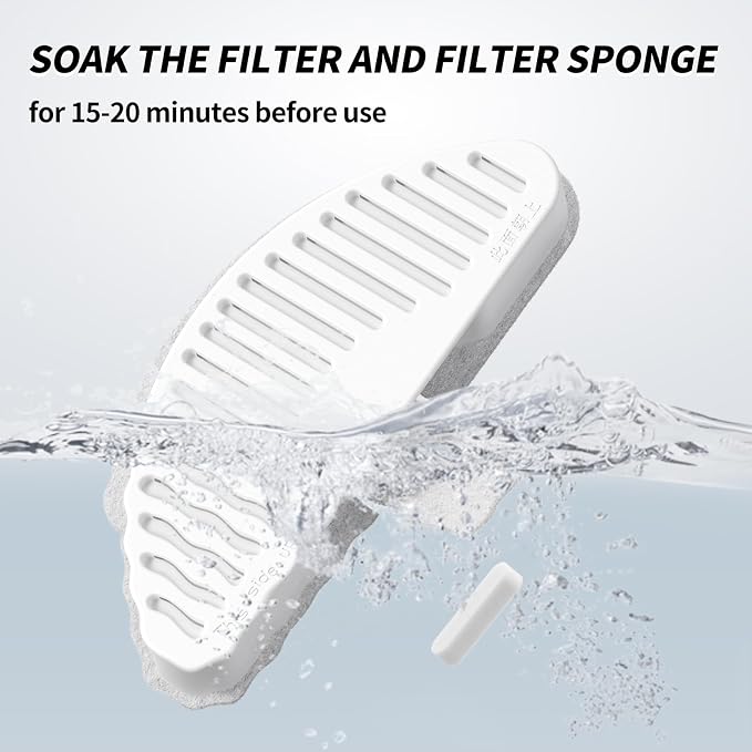 uahpet Cat Water Fountain+7 Pack Replacement Filters & 12 Pack Replacement Filter Sponges