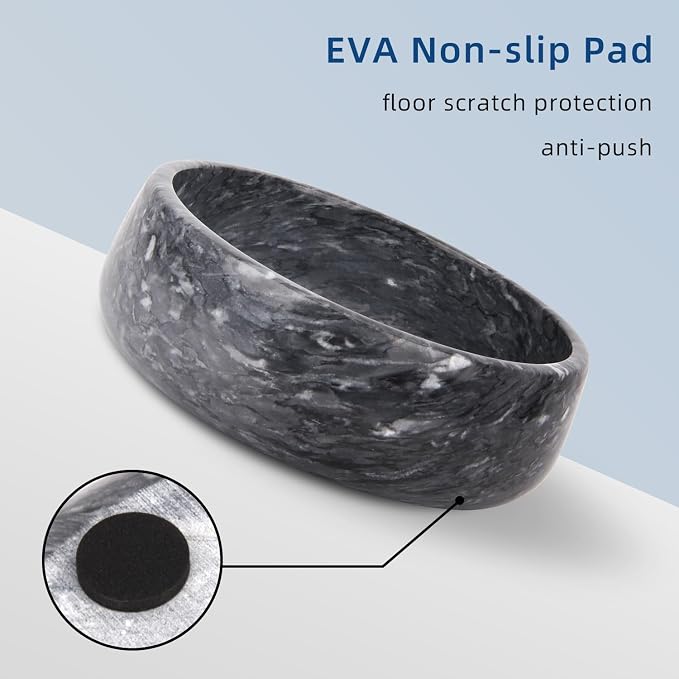 Marble Dog Bowl, Natural Stone Weighted Spill Proof Pet Food Water Container, Non-Slip Easy to Clean, Small Size for Small and Medium Dogs (Dark Grey, Medium)