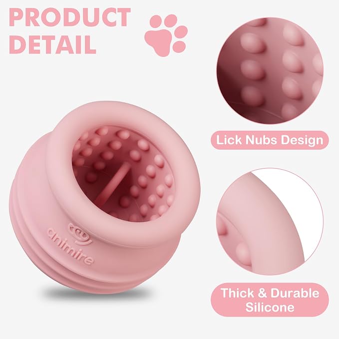 Treat Dispensing Dog Toy, Long-Lasting Interactive Puzzle Toys for Dogs, Stuffable Dog Enrichment Frozen Lick Treat Toy for Boredom, BPA Free Silicone Fetch Catch Chew Toy (Pink,L)