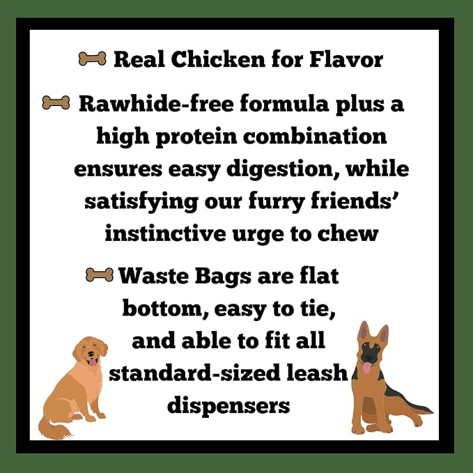 Rawhide Free 7 Inch Retriever Rolls with 1 Waste Bag Roll, Chicken 19.4 oz