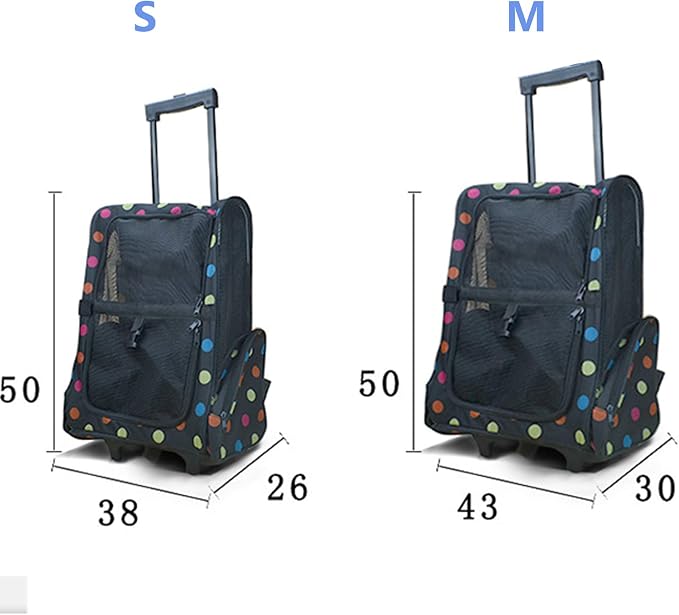 Pet Carrier Backpack with Removable Wheels, Pet Travel Rolling Backpack,Strong Breathable Mesh Panels, Airline Approved for Small Dogs and Cats for Hiking Carrying Walking Outdoor Bag