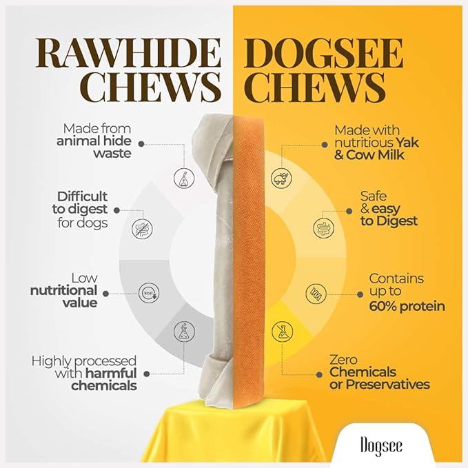 Dogsee Original Yak Cheese Himalayan Dog Chews 3lb (Large - 12 Bars) .100% Natural, 60% Protein, Dog Treats for Large Breed Dog Chews Long Lasting for Aggressive Chewers