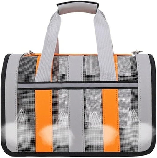 Handheld Foldable Single-Shoulder Dog Bag Large Capacity Cat Four-Season Outdoor Pet Mesh Breathable Portable Backpack(Black,L)