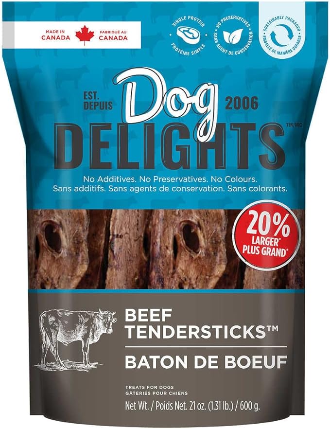 Dog Delights Beef Tendersticks, No Additives, No Preservatives, No Colours, Made in Canada (600g)