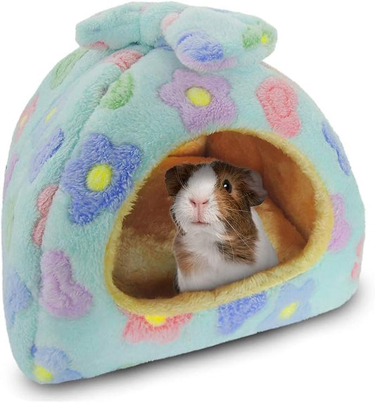 HOMEYA Small Animal Pet Bed, Sleeping House Habitat Nest for Guinea Pig Hamster Hedgehog Rat Chinchilla Hideout Bedding Snuggle Sack Cuddle Cup Cage Accessories with Removable Washable Mat(Blue)