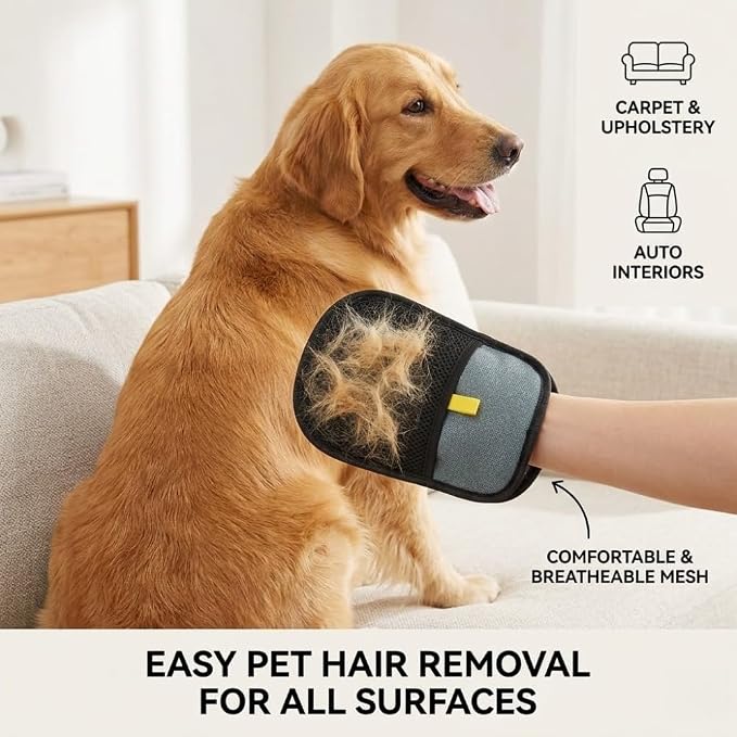 [Brand Name] Pet Hair Remover Glove, Reusable Static Lint Brush for Furniture, Couch & Carpet, Double-Sided Fur Removal Tool for Dog & Cat Hair (5,Black 20 * 15CM)