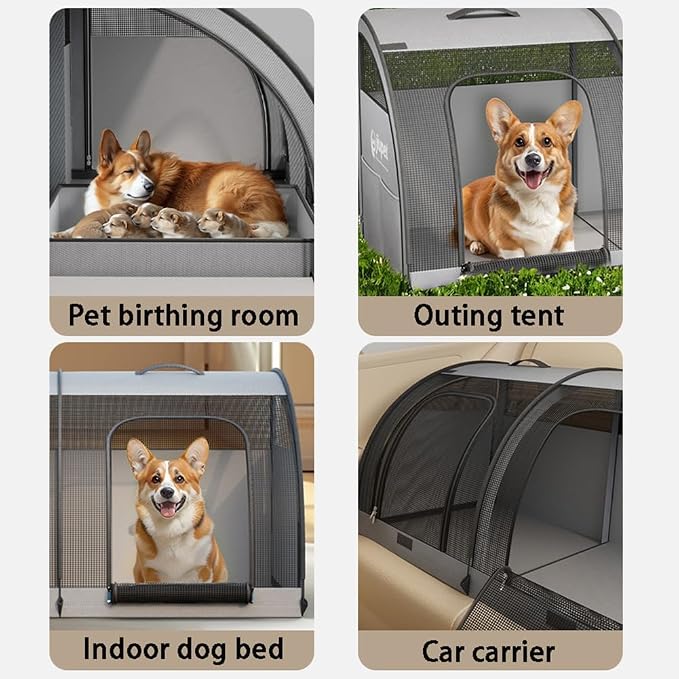 Double Cat Car Travel Carrier, 600D Oxford Foldable Portable Car Seat Kennel, Portable Pet Crate for 2 Cats and 2 Dog, Prevents Hair from Flying Around for Outdoor Camping (Blue, 39.4*19.7*19.7in)