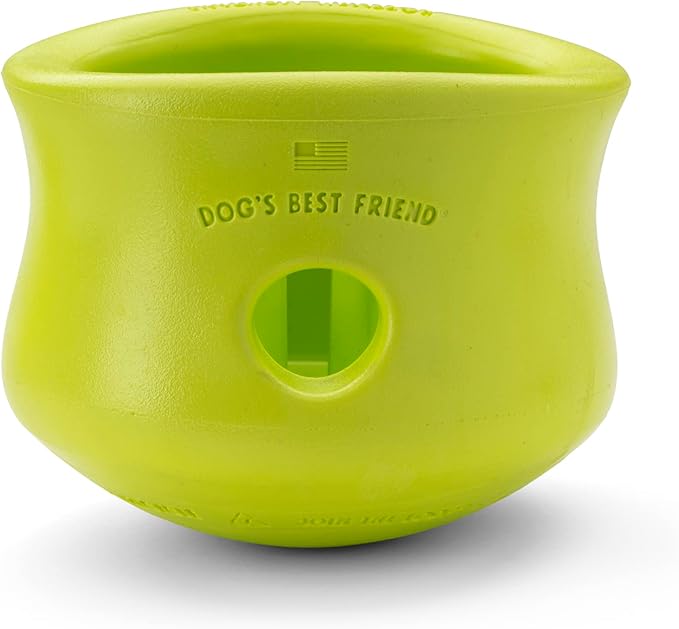 West Paw Zogoflex Toppl Interactive Treat Dispensing Puzzle Dog Toy for Mental Stimulation & Enrichment-Holds Kibble & Treats-Lickable, Freezable & Dishwasher Safe-Made in USA-Small-Granny Smith Green