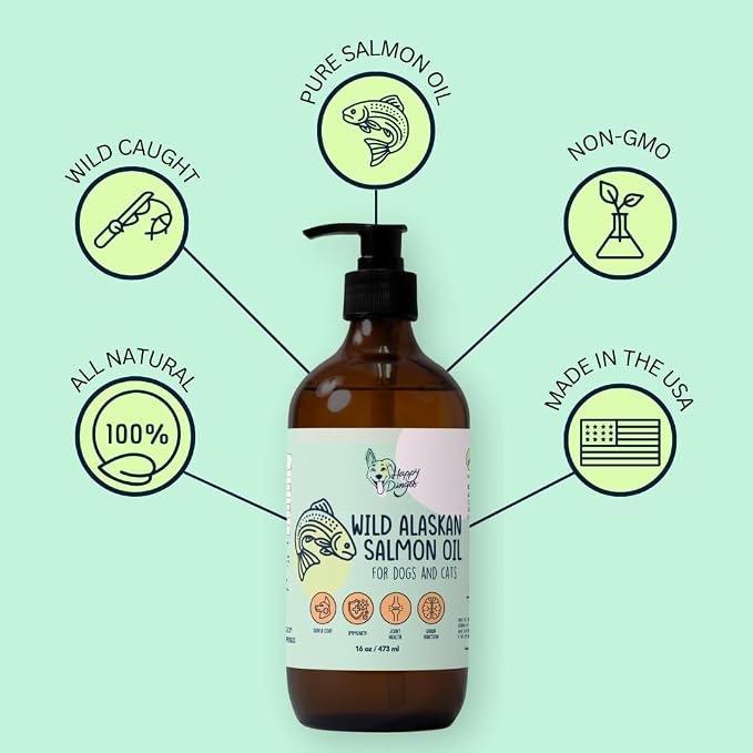 Wild Alaskan Salmon Oil, Natural Fish Oil Supplement, Made in USA, for Dogs and Cats, Omega-3 Rich