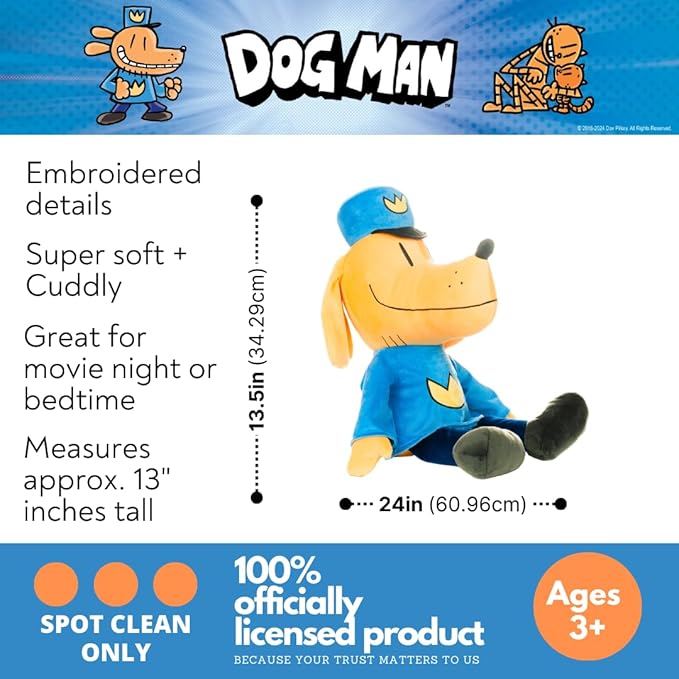 Dog Man Supa Comic Kids Bedding Super Soft Cozy Plush Cuddle Pillow, (Officially Licensed Product) By Franco Collectibles