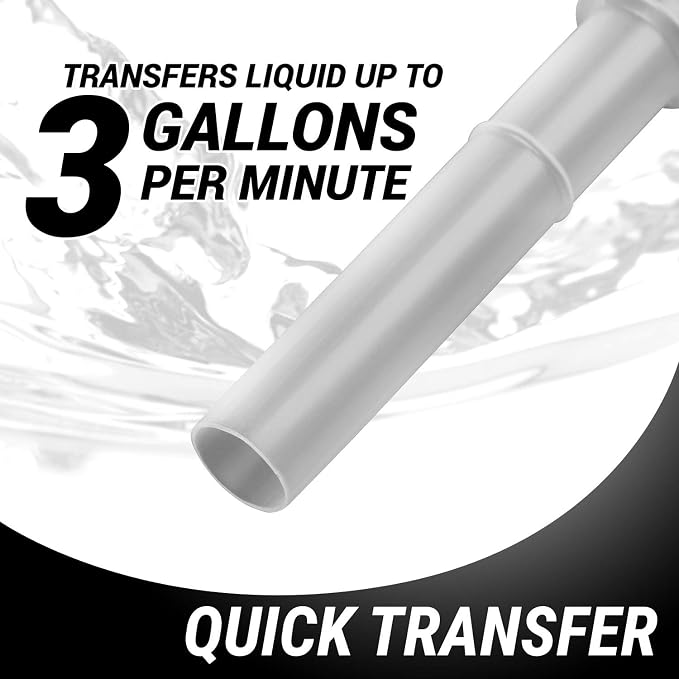 TERA PUMP - Manual, Portable Siphon Pumps Up to 12 Liter per Minute - Multiuse Patented Suction Tube Can be Set Straight (Rigid) w/Additional Piece, Or Flexible For Irregular Shaped Containers