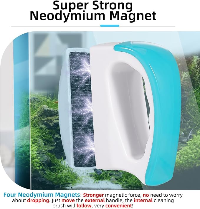 DaToo 2 Pieces Aquarium Magnetic Brush Glass Fish Tank Algae Scrapers Glass Cleaner Floating Scrubber Aquarium Clean Brush (Size M)
