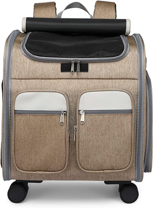 Cat Puppy Car Backpack Pet Transport Bag Trolley Cage Suitcase with Window(E)