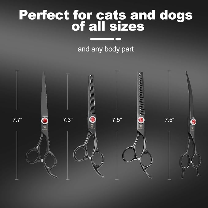 7 Inch Titanium Professional Dog Grooming Scissors Kit & Blue Set
