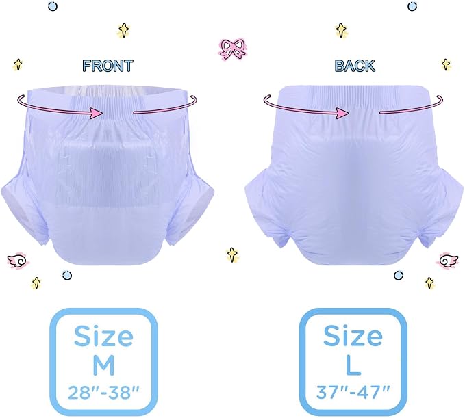 CutiePlusU Disposable Diaper 10 Pieces Protective Underwear Absorbent Briefs Dry Surface- Purple (Large 37"-47")