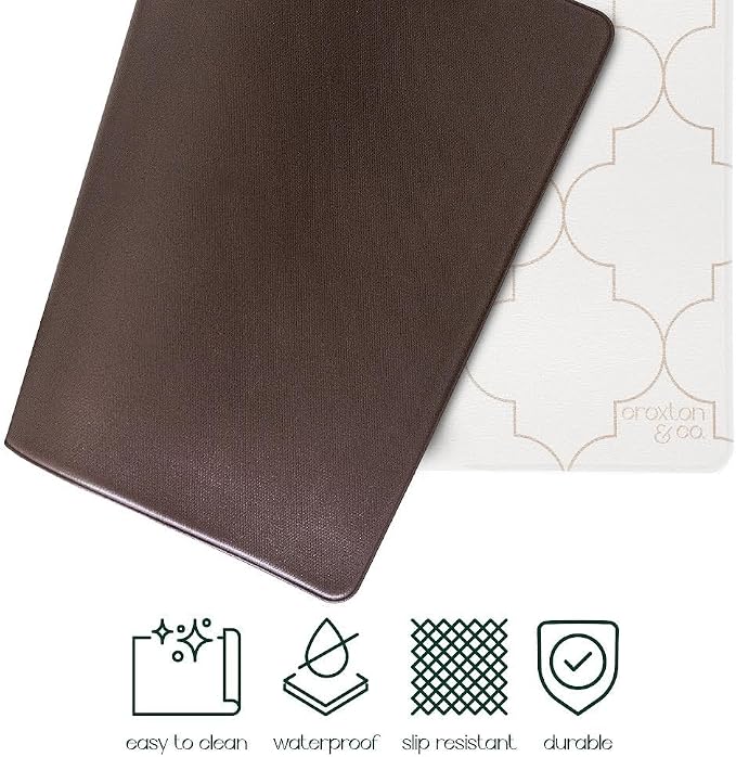 CROXTON & CO. Non-Slip Faux Leather Pet Feeding Mat for Dog Bowls | Large Bowl Mat for Food and Water | Durable, Easy-to-Clean Pet Food Mat for Floors | Size: 16.5"x28"