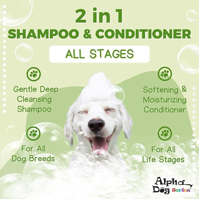 All Stages Natural Dog Shampoo and Conditioner Set with Aloe Vera pH-Balanced Dog Grooming Shampoo and Conditioner for Dogs, Tear-Free Moisturizing Dog Shampoo, 26.4 Oz (Pack of 2)