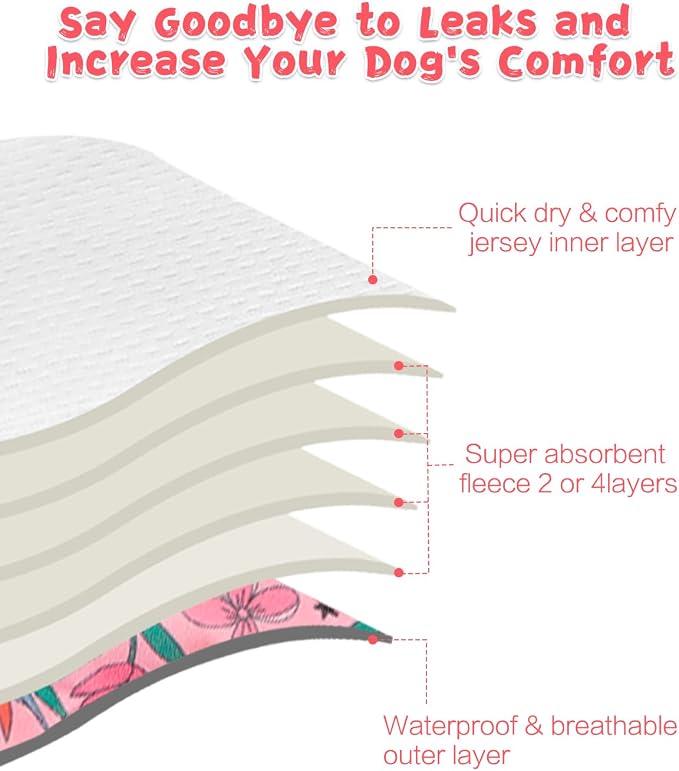 CuteBone Washable Female Dog Diapers 4 Pack Reusable Doggie Heat Diapers for Period FMG08XS