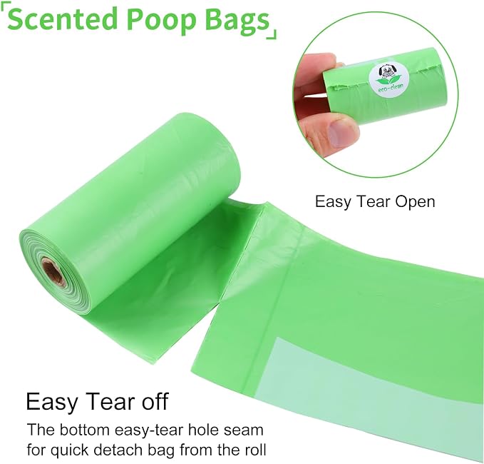 ECO-CLEAN 360 Count Dog Waste Bags with dispenser, 6 Ft Shock Absorbing Retractable Dog Leash with Padded Double Handle