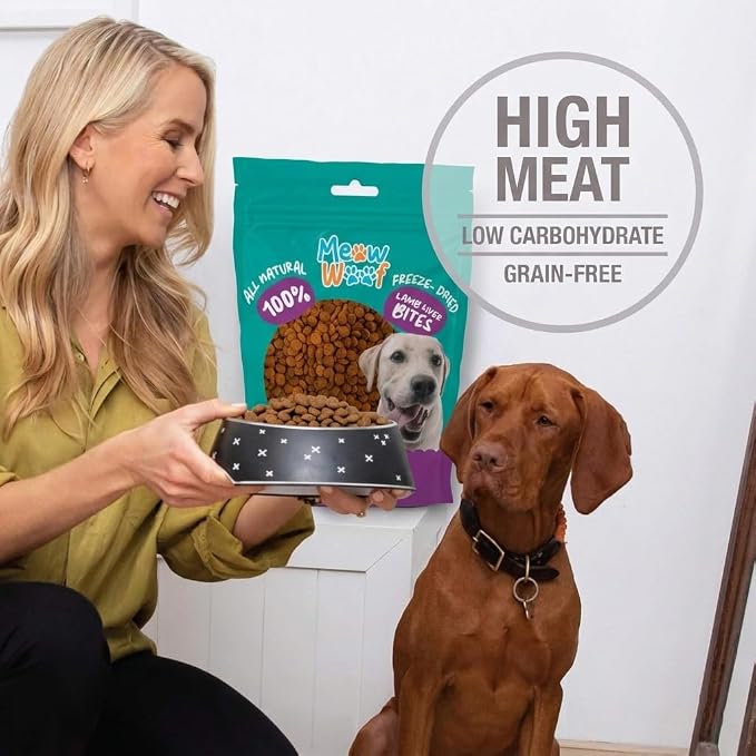 Meow Woof Freeze Dried Lamb Liver Dog Treats, Single Ingredient, High Protein Natural Dog Treats, Grain Free Training Treats for Dogs & Puppies, Freeze Dried Liver Treats for Dogs, 113g