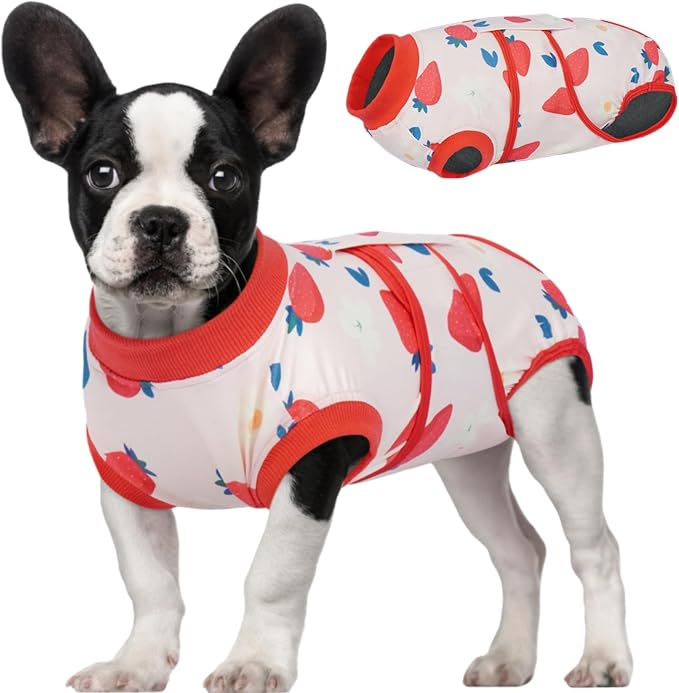 Kuoser Recovery Suit for Dogs After Surgery,Printed Dog Surgery Suit Female Male Spay Neuter,Anti-Licking Dog Onesie for Abdominal Wounds Skin Disease,Pet Surgical Recovery Bodysuit Cone Alternative,S