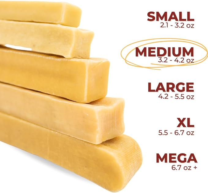 Bully Bunches Medium Authentic Yak Cheese Himalayan Chews for Medium & Small Dogs - All Natural Dog Treat Dental Chews, Made with Real Yak Milk - Lactose & Rawhide Free (6 Pk)