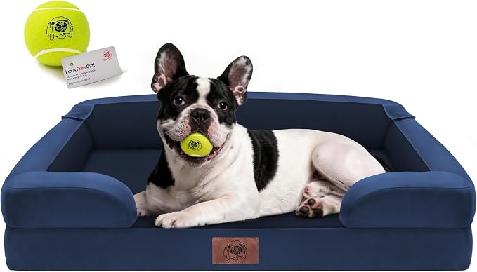 Dog Bed for Medium Large Size Dogs - Non-Slip Orthopedic Memory Foam Pet Sofa with Removable Washable Bolster,30 x 20